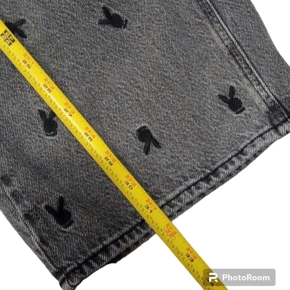 Pacsun x Playboy Charcoal Logo Print Straight Leg Button Fly High Waist Sz 25 - Picture 8 of 10